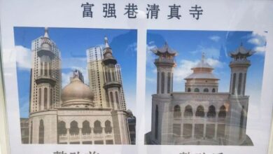 چین نمادهای اسلامی وعربی در مساجد این کشور را با اژدهای افسانه ای جایگزین کرد