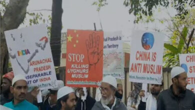 تظاهرات مسلمانان در خارج از کنسولگری چین در کلکته هند