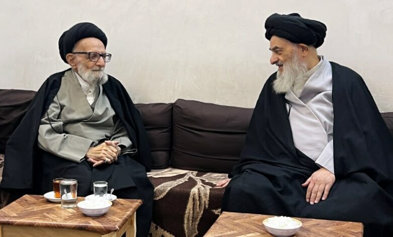 دیدار آیت الله اشکوری با آیت الله العظمی شیرازی در شهر مقدس قم