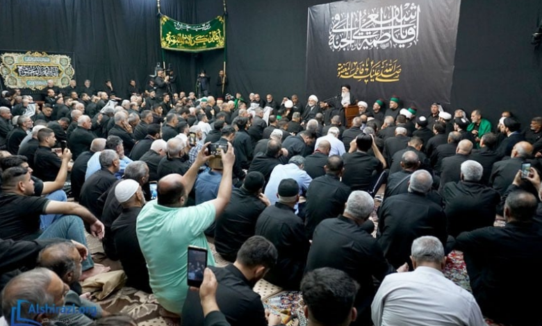 حضور صدها تن از اعضای موکب أهالی کربلا، در بیت آیت الله العظمی شیرازی