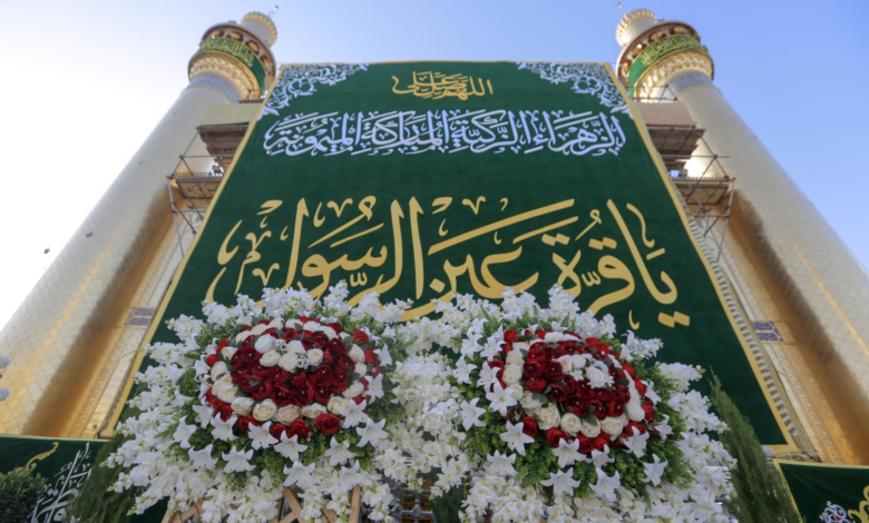 آستان مطهر علوی به مناسبت میلاد حضرت زهرا سلام الله علیها سبزپوش شد
