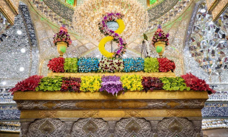 گلآرایی و تزیین حرم مطهر امام حسین علیه السلام به مناسبت اعیاد ماه شعبان
