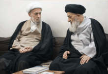 دیدار وکیل آیت الله العظمی شیرازی در آمریکا با معظم له در قم