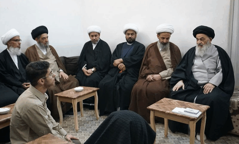 دیدار جمعی از فضلا و فعالان دینی و اجتماعی بصره با آیت ‌الله العظمی شیرازی در قم