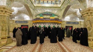 Emirü'l-Müminin Ali (a.s) Türbesi'ndeki Hazreti Rugeyye (s.a) Revağında Yeni Bir Zerihin Takılması